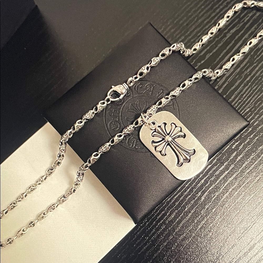 Chrome Hearts Silver Cross Pendant Necklace